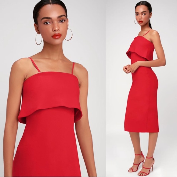 Elliatt Red Midi Dress - Picture 1 of 8